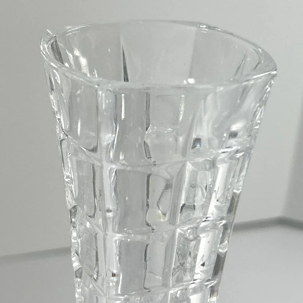 Vintage Lead Crystal D'Arques Cheverny France Square Clear Bud Vase Paneled 6.5